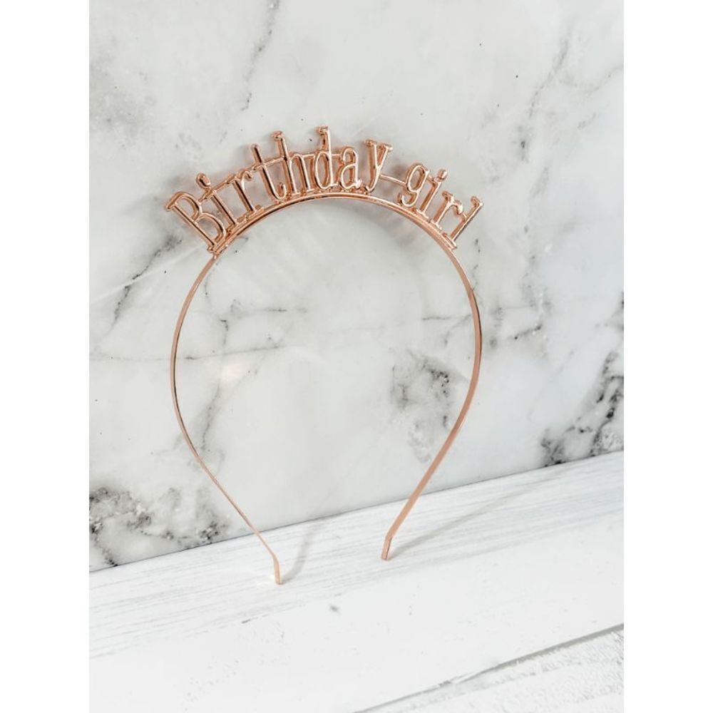 Rose Gold "Birthday Girl" Headband Tiara - Picture 7 of 13